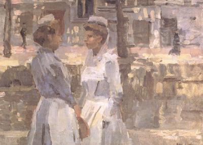 Isaac Israels Amsterdam Serving Girls on the Gracht (nn02) oil painting picture